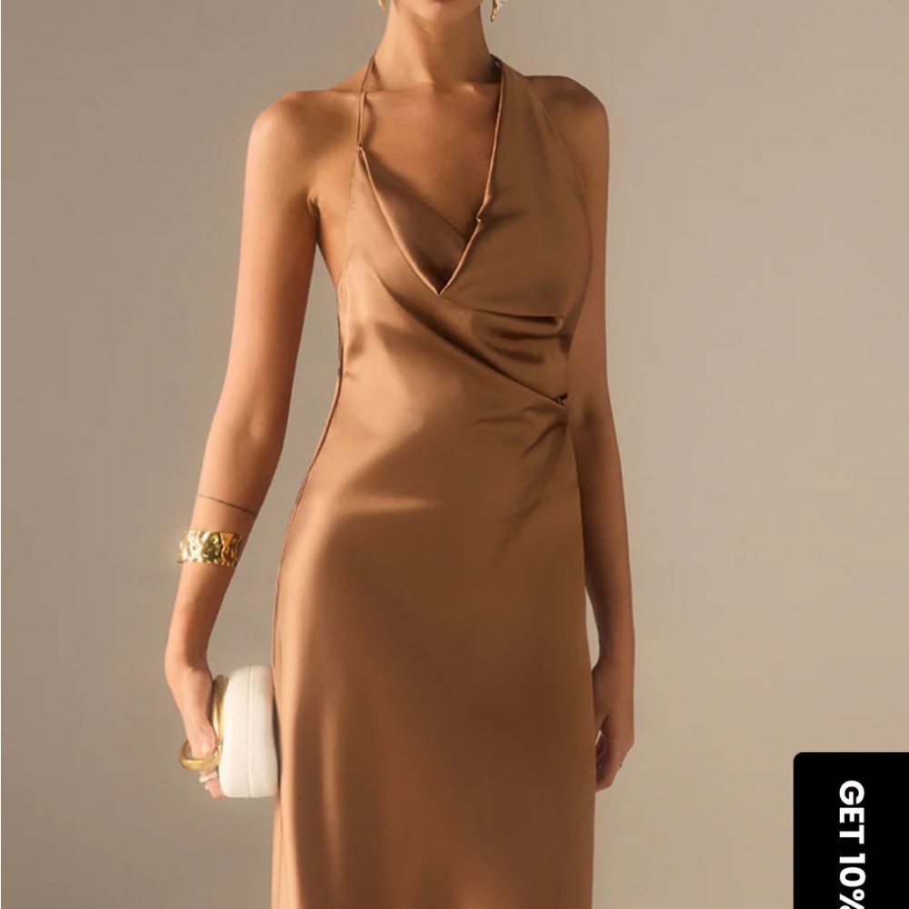 Commense Chic Tan Backless Dress